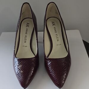 Anne Klein Wine Textured Pointed-Toe Pumps